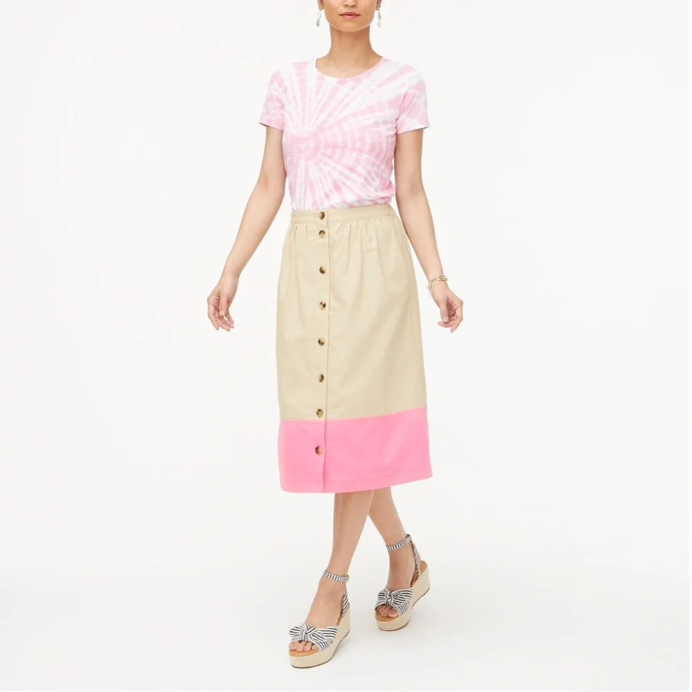 J.CREW Color Block Midi Skirt